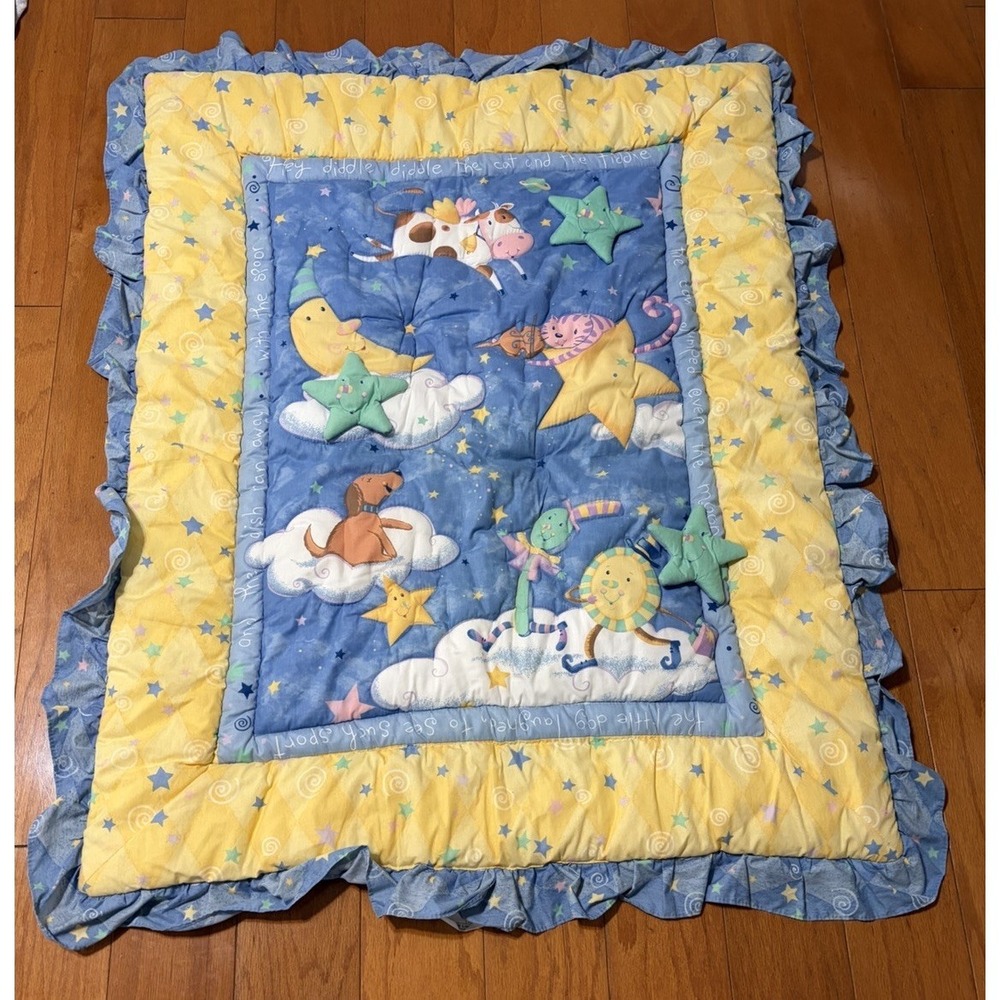 VTG  Kids Line "Hey Diddle Diddle" Nursery Quilt  Comforter blanket Made in USA